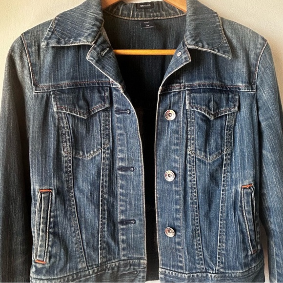 Gap Stretch Y2K Distressed Trucker Style Jean Jacket XS - Picture 11 of 13